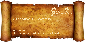 Zsivanov Korvin névjegykártya
